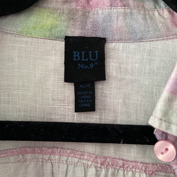 Blu No 9 100% Linen Relaxed Fit Multicolour Button Down Shirt Size Extra Large - Picture 3 of 6